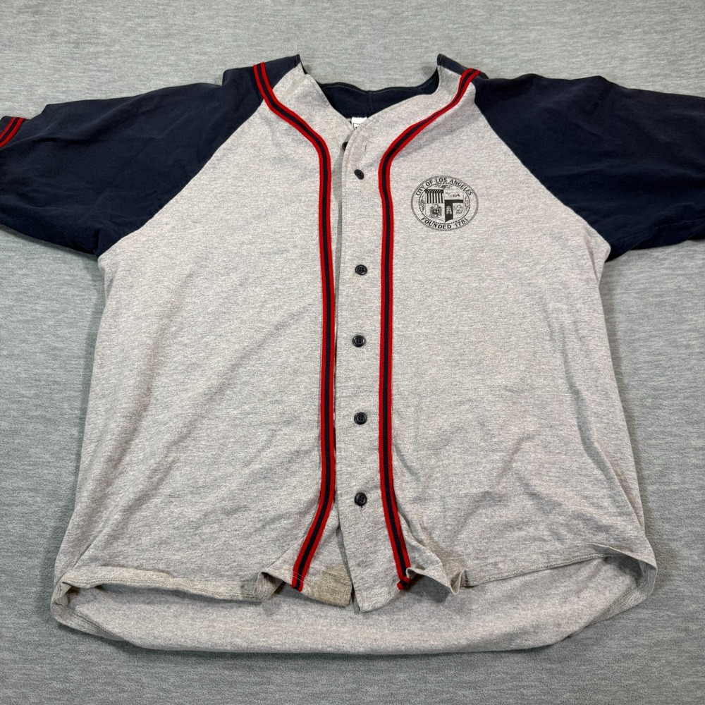 Badger Jersey Men's 3XL Gray Navy City of Los Angeles Baseball Athletic‎ Shirt